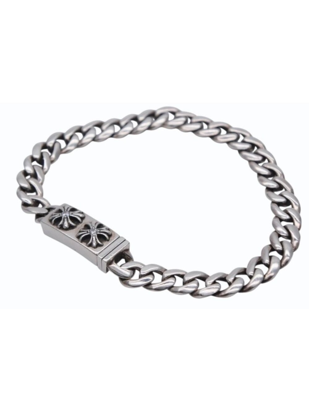 Chrome Hearts Mini ID CH Cross Classic Bracelet Pave Diamond 2000 925